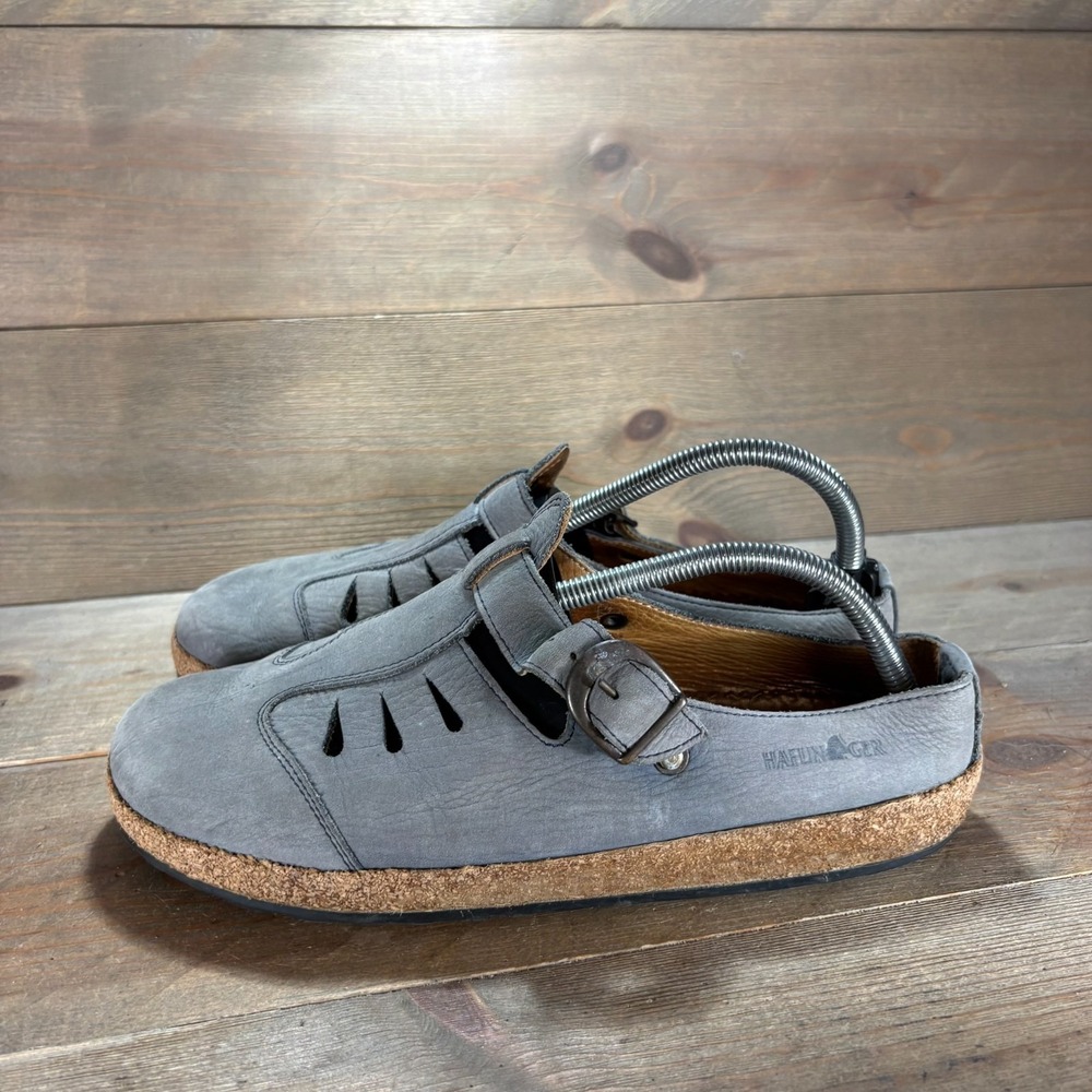 Haflinger Womens size 41 shoes blue Leather Buckle Cork Fisherman Clogs
